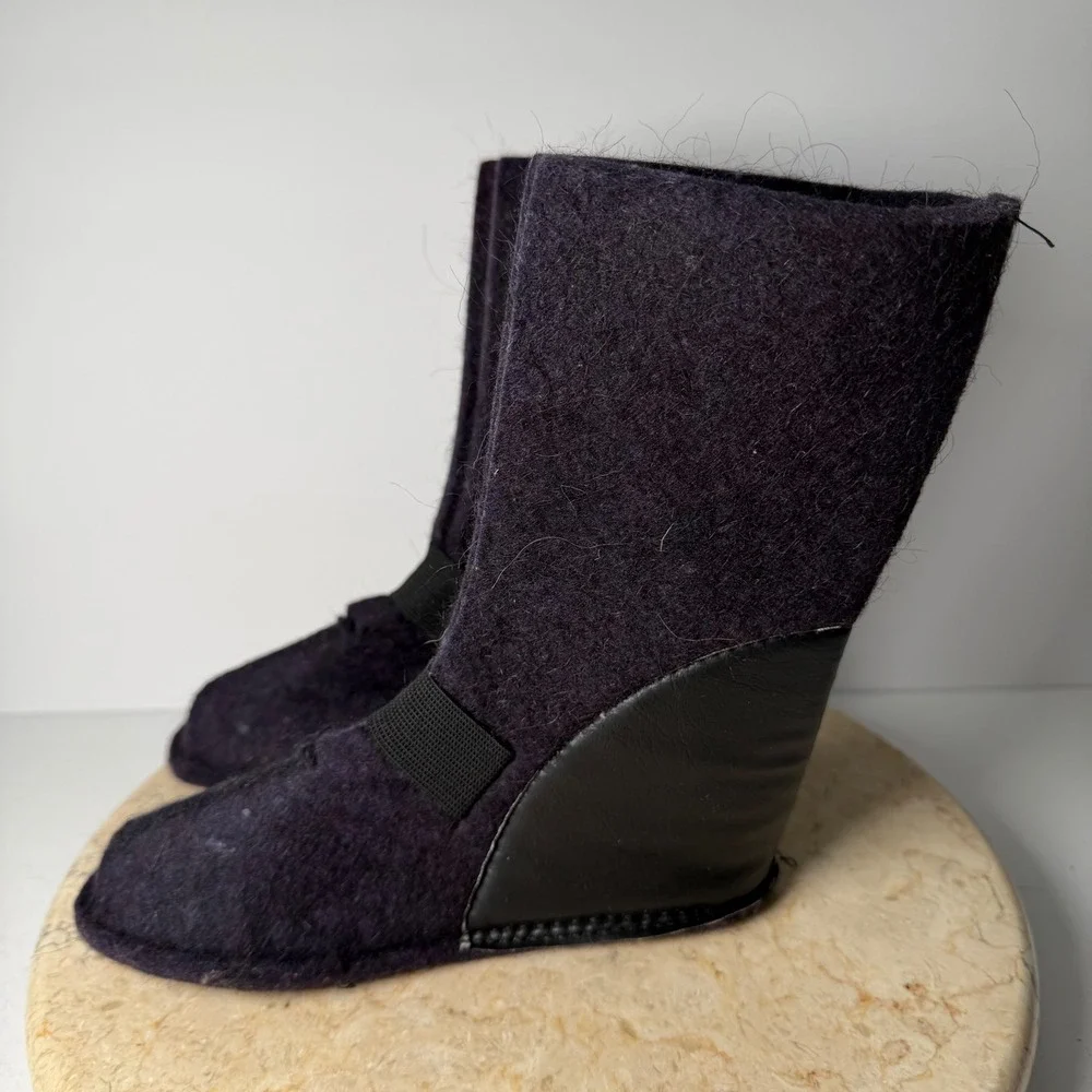E. F. Walter Ltd Wool Boot Liners Kids 10 Purple Felted Made in Canada Vintage